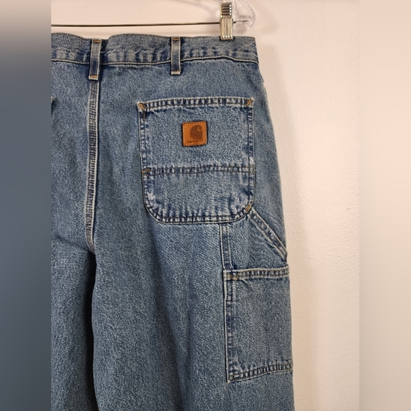 Carhartt Men's Relaxed Fit Carpenter Denim Blue Jeans Pants, sz 34x33 - Picture 9 of 10